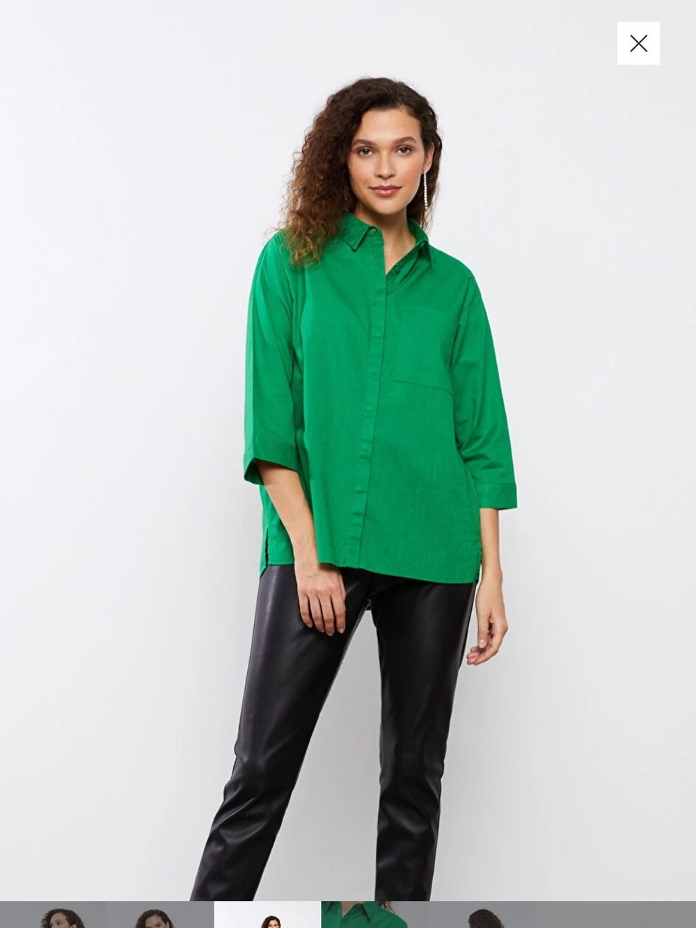 LC WAIKIKI Kelly Green Oversized Buttondown Shirt XL/48 Casual Cotton Relaxed